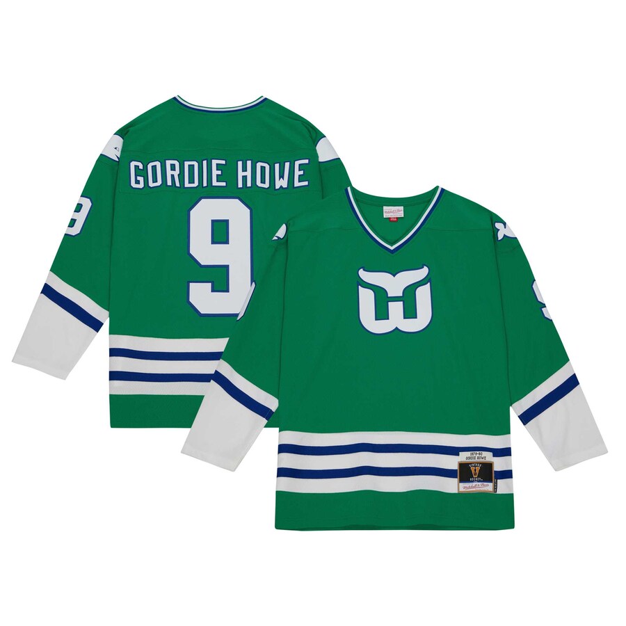 Men's Hartford Whalers Gordie Howe Mitchell & Ness Green 1979 Blue Line Player Jersey