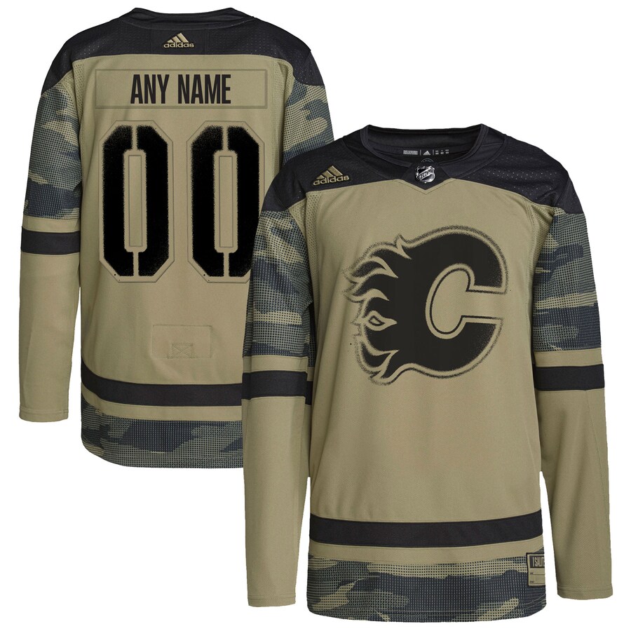 Calgary Flames adidas Camo Logo Military Appreciation Team Authentic Custom Practice Jersey