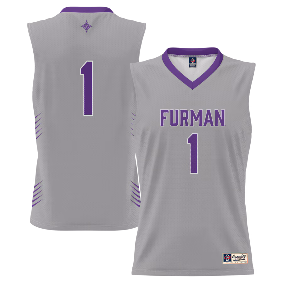 Men's GameDay Greats #1 Gray Furman Paladins Lightweight Basketball Jersey