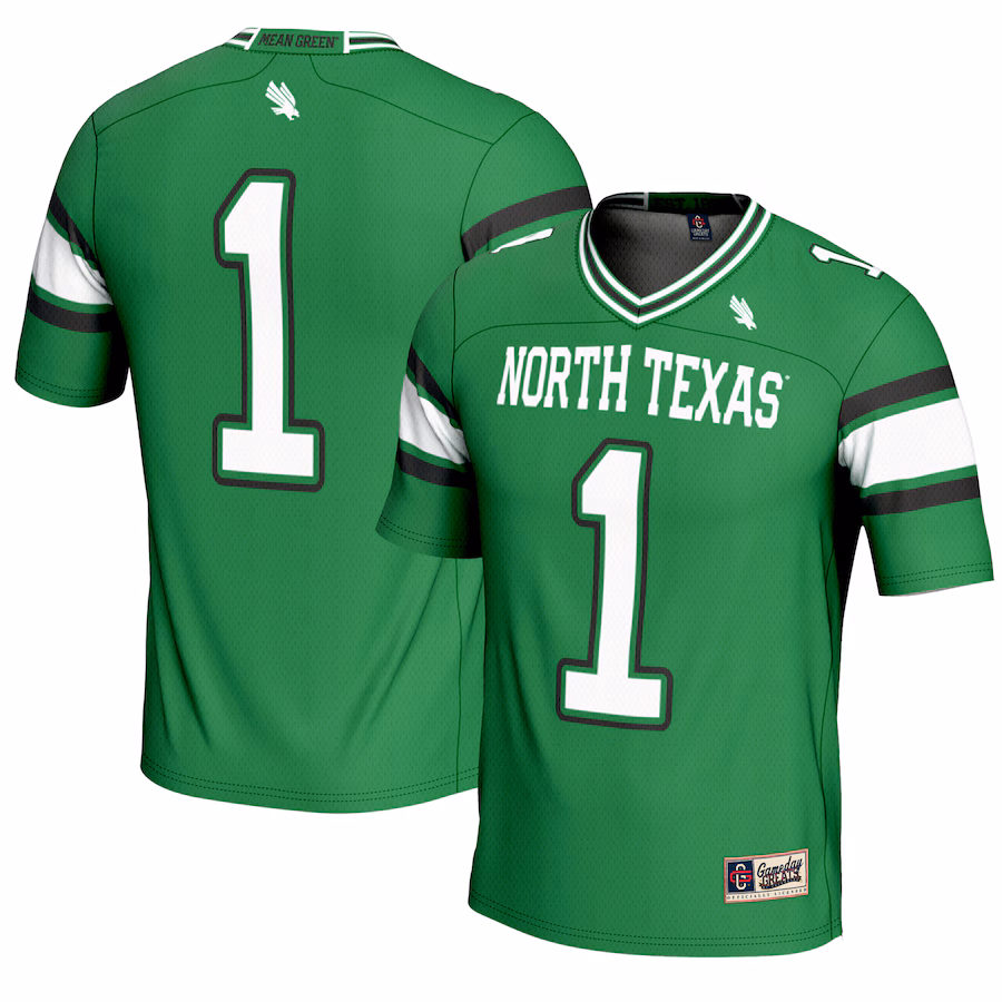 Men's GameDay Greats #1 Kelly Green North Texas Mean Green Endzone Football Jersey
