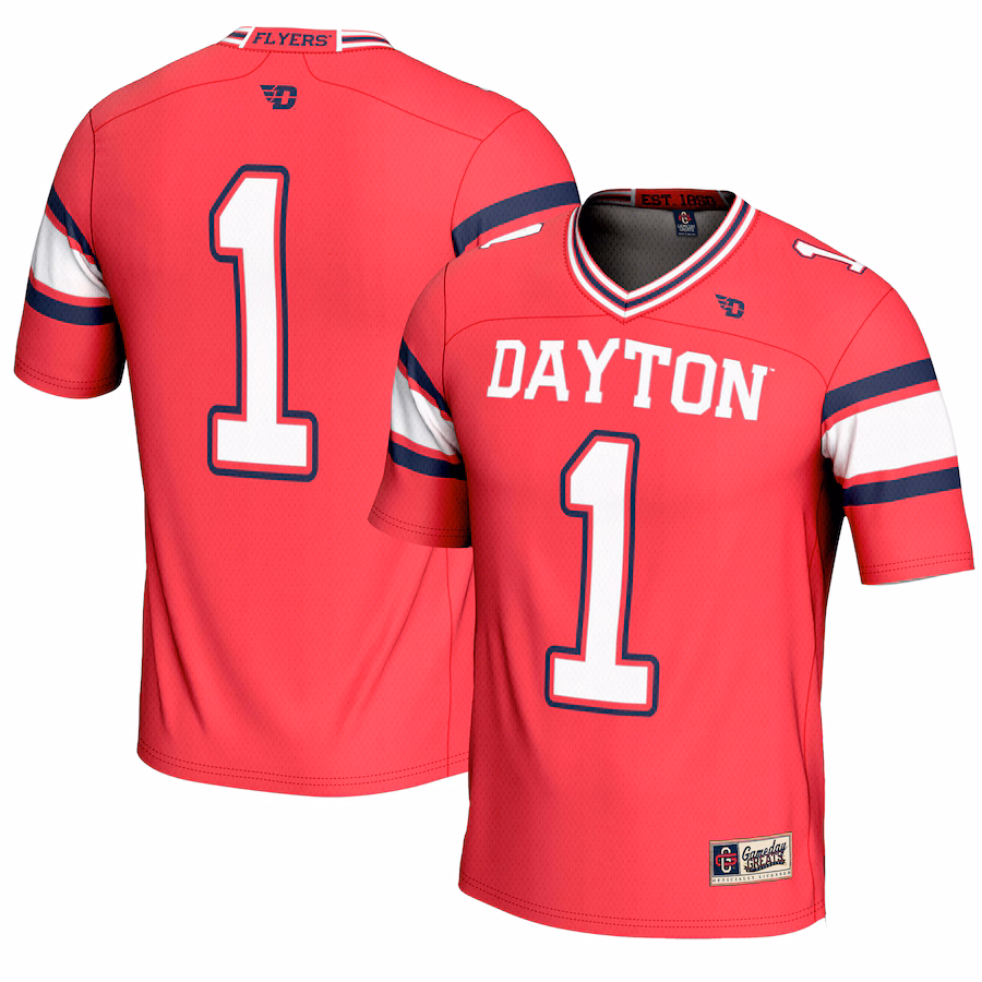 Men's GameDay Greats #1 Red Dayton Flyers Endzone Football Jersey