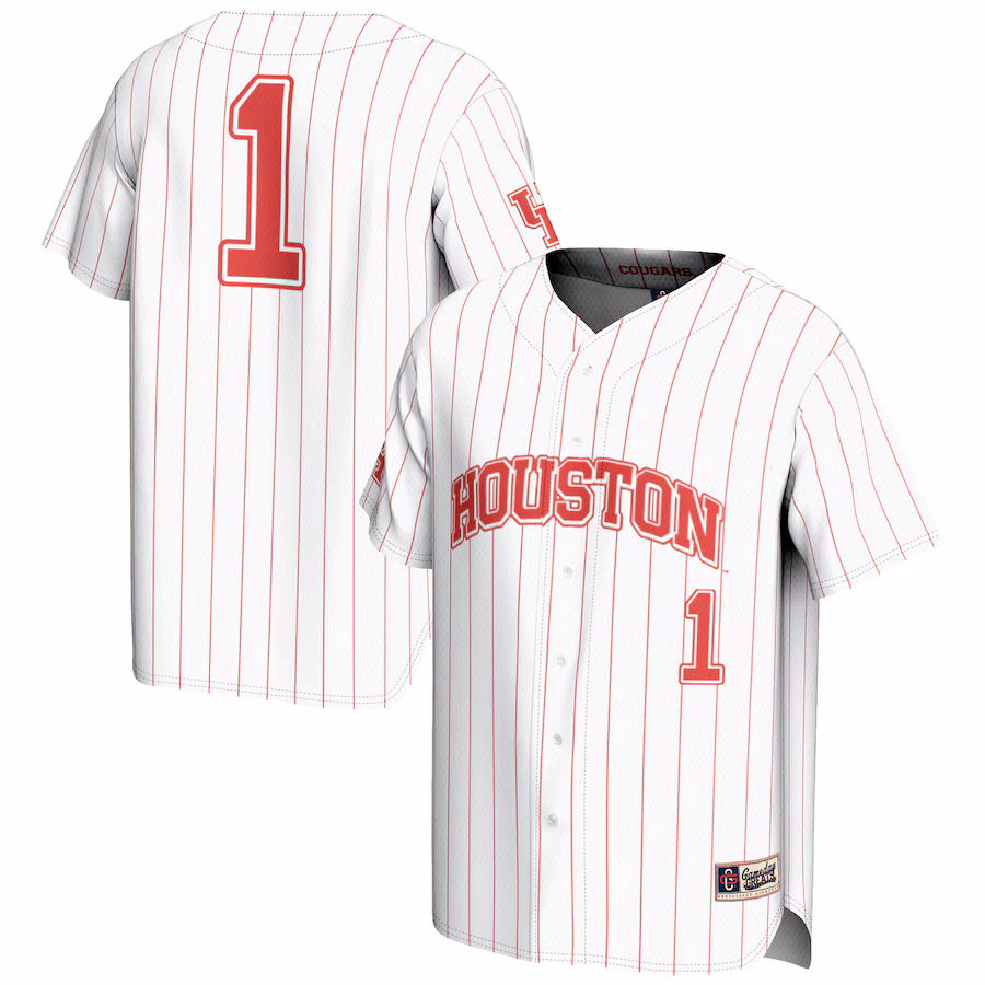 Men's GameDay Greats #1 White Houston Cougars Lightweight Baseball Jersey