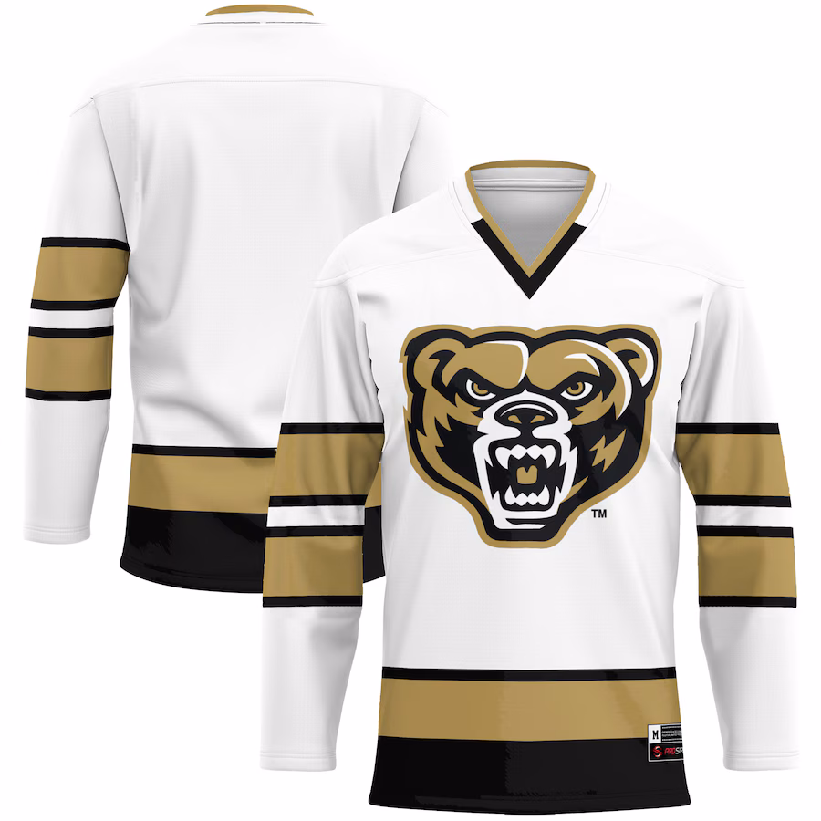 Men's GameDay Greats White Oakland Golden Grizzlies Hockey Jersey