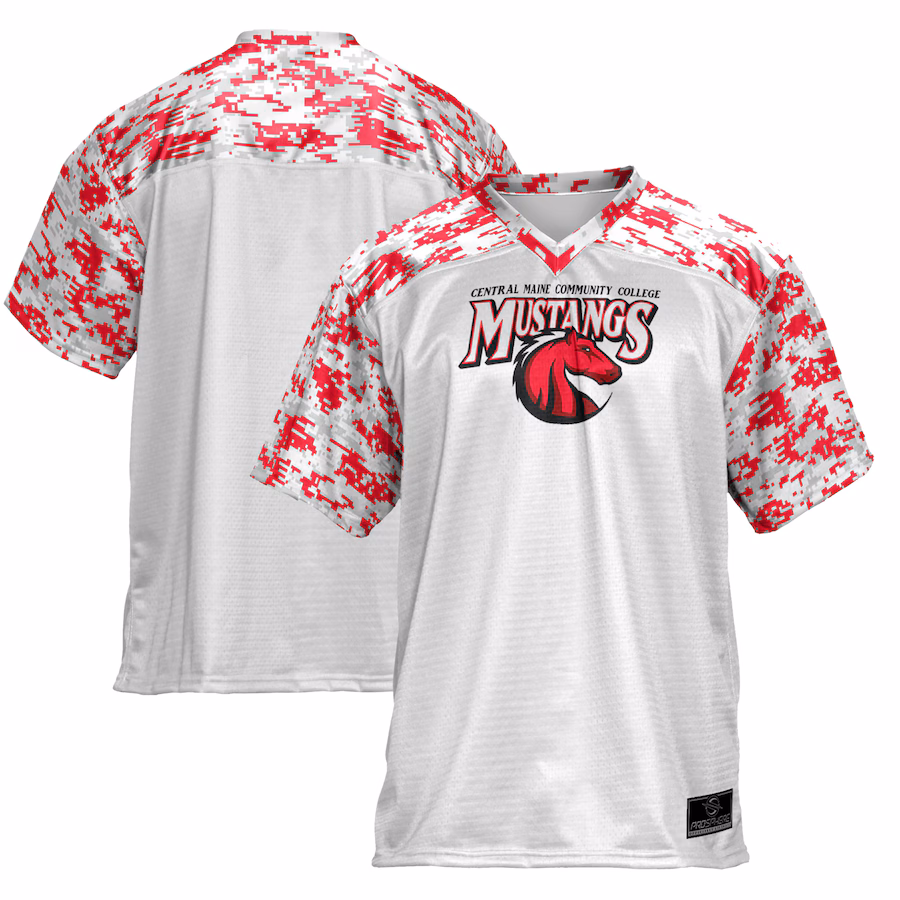 Men's ProSphere Gray Central Maine Community College Camo Football Jersey