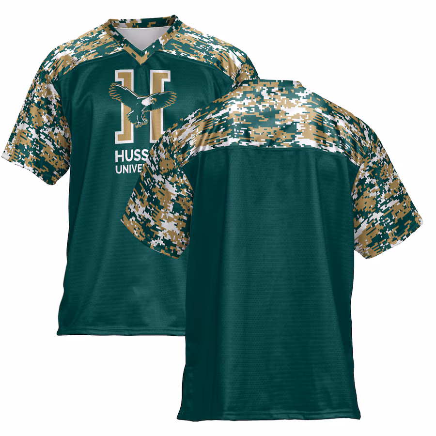 Men's ProSphere Green Husson University Eagles Camo Football Jersey