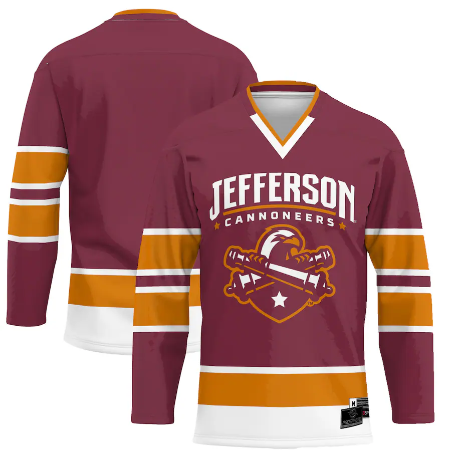Men's ProSphere Maroon Jefferson Community College Cannoneers  Hockey Jersey