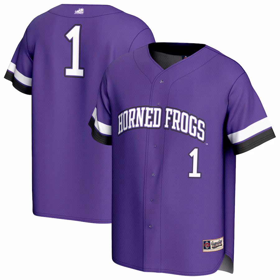 Unisex GameDay Greats #1 Purple TCU Horned Frogs Lightweight Collegiate Baseball Fashion Jersey