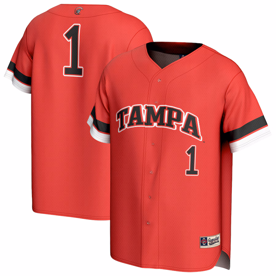 Unisex GameDay Greats #1 Red Tampa Spartans Lightweight Collegiate Baseball Fashion Jersey