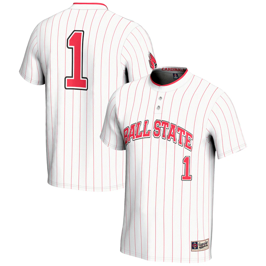 Unisex GameDay Greats #1 White Ball State Cardinals Lightweight Softball Jersey