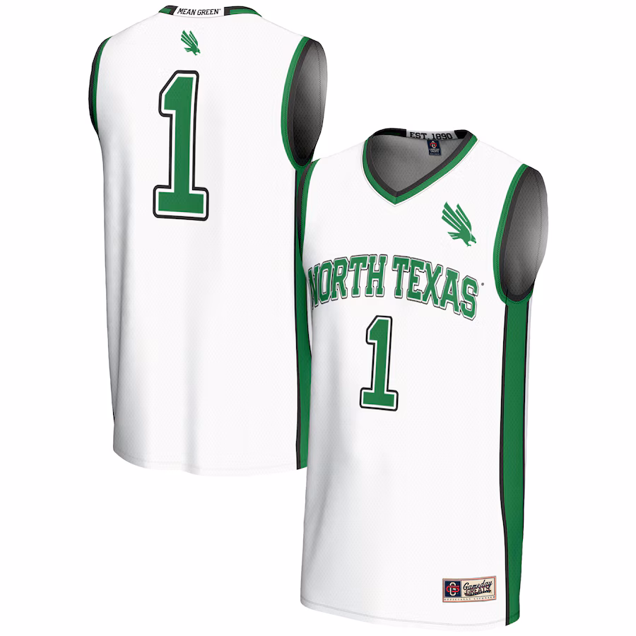 Unisex GameDay Greats #1 White North Texas Mean Green Lightweight Basketball Jersey