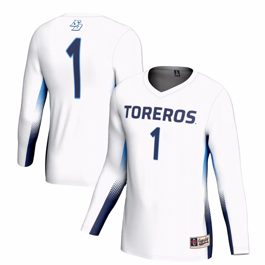 Unisex GameDay Greats #1 White San Diego Toreros Lightweight Volleyball Jersey