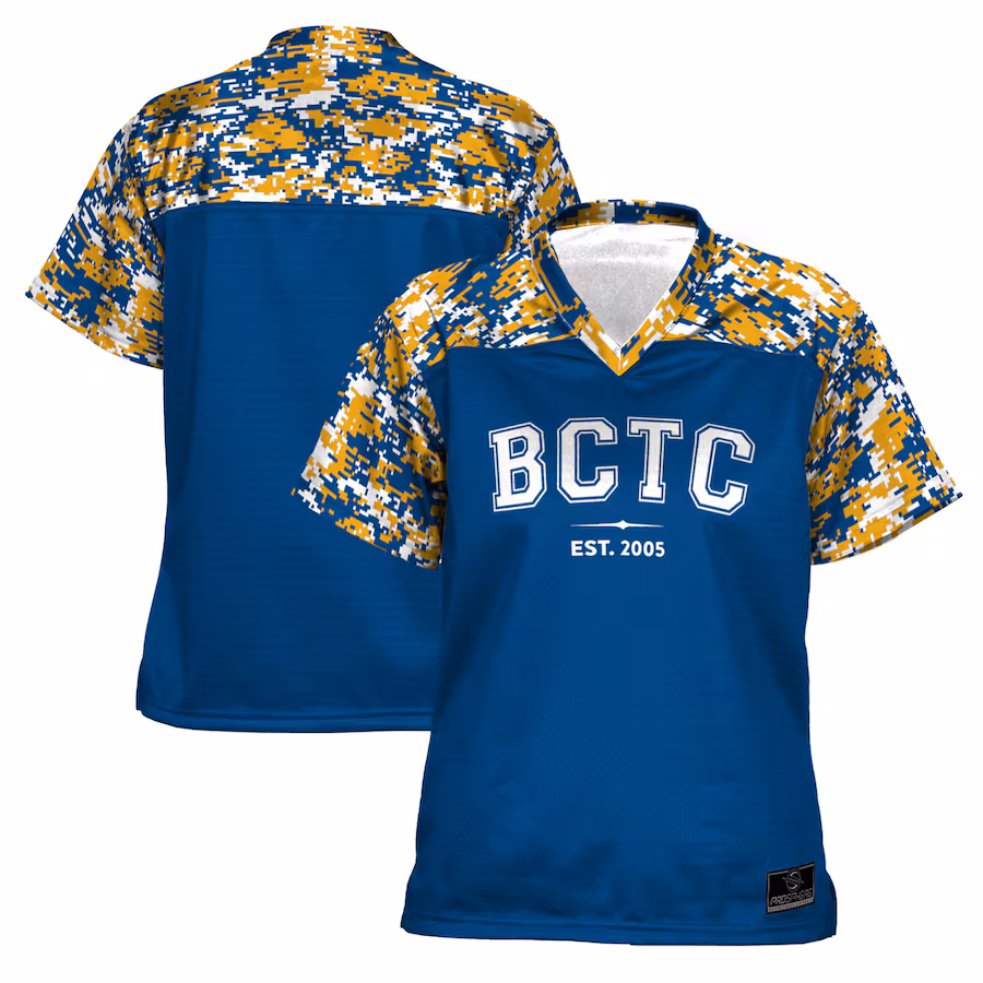 Women's ProSphere  Blue Bluegrass Community and Technical College Camo Football Jersey