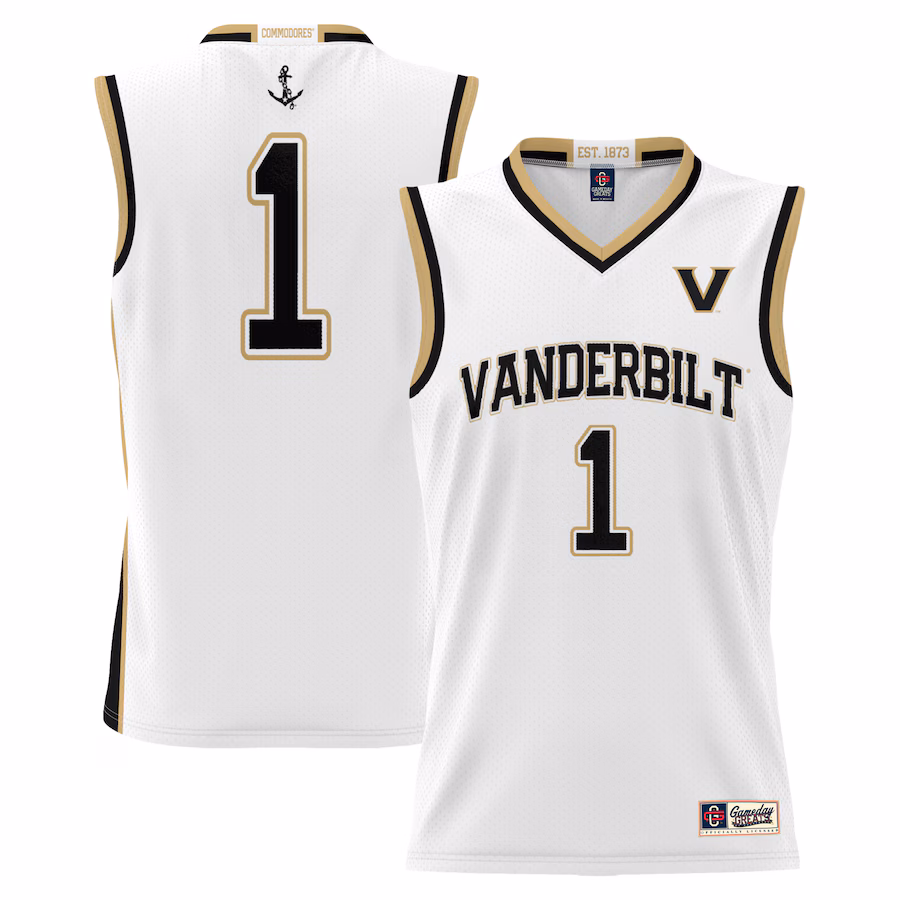 Youth GameDay Greats  White #1 Vanderbilt Commodores Lightweight Replica Basketball Jersey