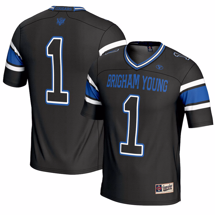 Youth GameDay Greats #1 Black BYU Cougars Endzone Football Jersey