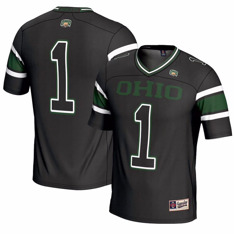 Youth GameDay Greats #1 Black Ohio Bobcats Endzone Football Jersey