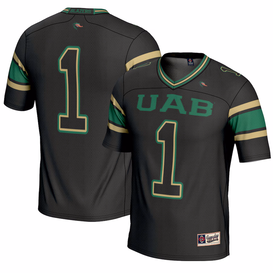 Youth GameDay Greats #1 Black UAB Blazers Endzone Football Jersey