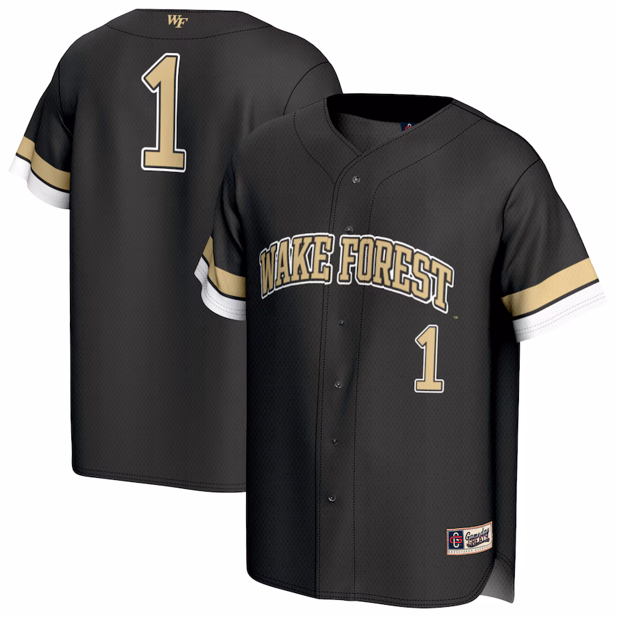 Youth GameDay Greats #1 Black Wake Forest Demon Deacons Lightweight Collegiate Baseball Fashion Jersey