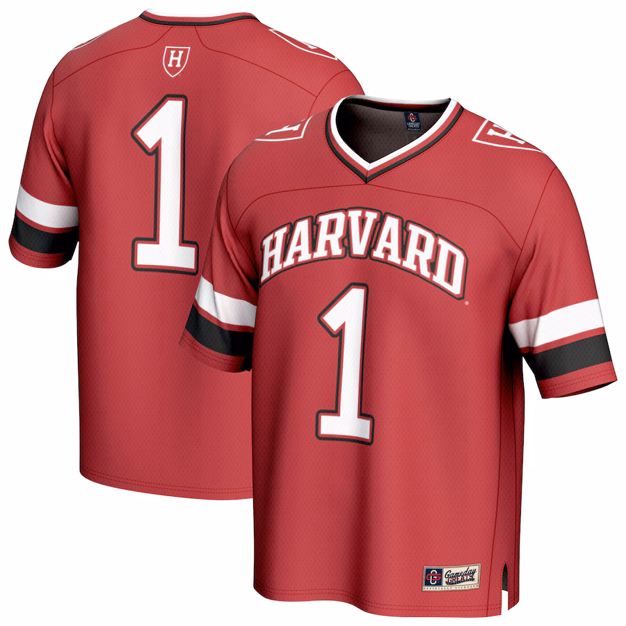 Youth GameDay Greats #1 Crimson Harvard Crimson Lightweight Collegiate Football Fashion Jersey