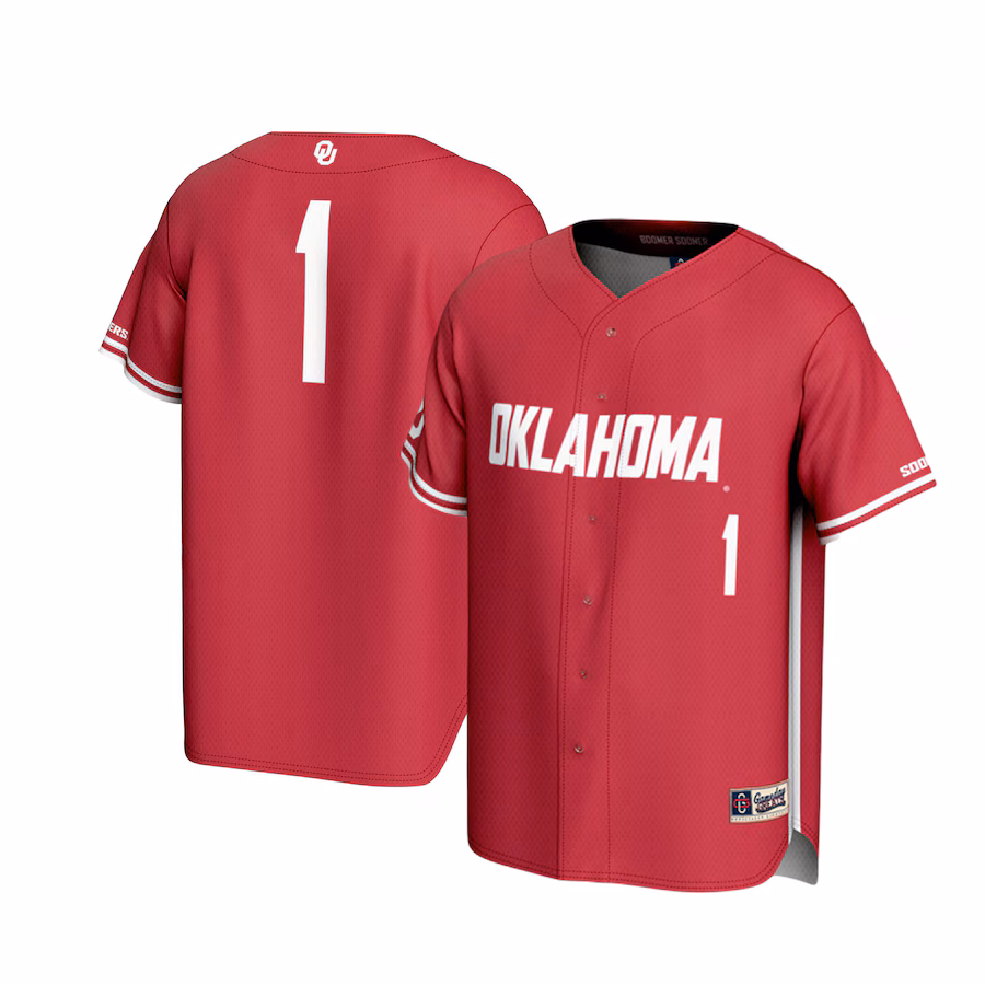 Youth GameDay Greats #1 Crimson Oklahoma Sooners Lightweight Baseball Jersey