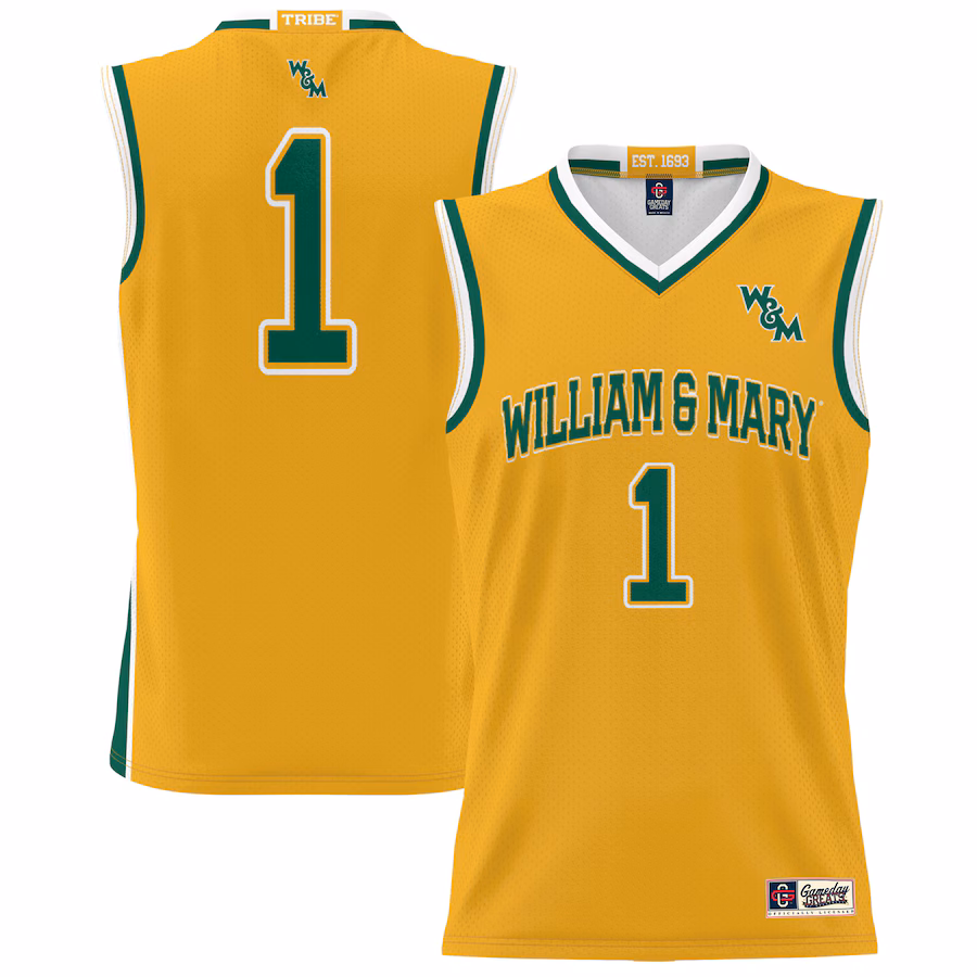 Youth GameDay Greats #1 Gold William & Mary Tribe Lightweight Basketball Jersey