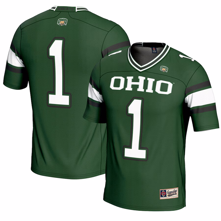 Youth GameDay Greats #1 Green Ohio Bobcats Endzone Football Jersey