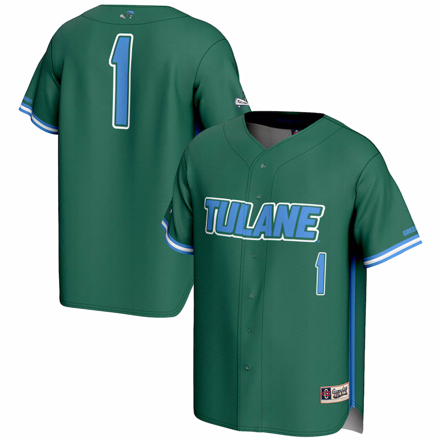 Youth GameDay Greats #1 Green Tulane Green Wave Lightweight Baseball Jersey