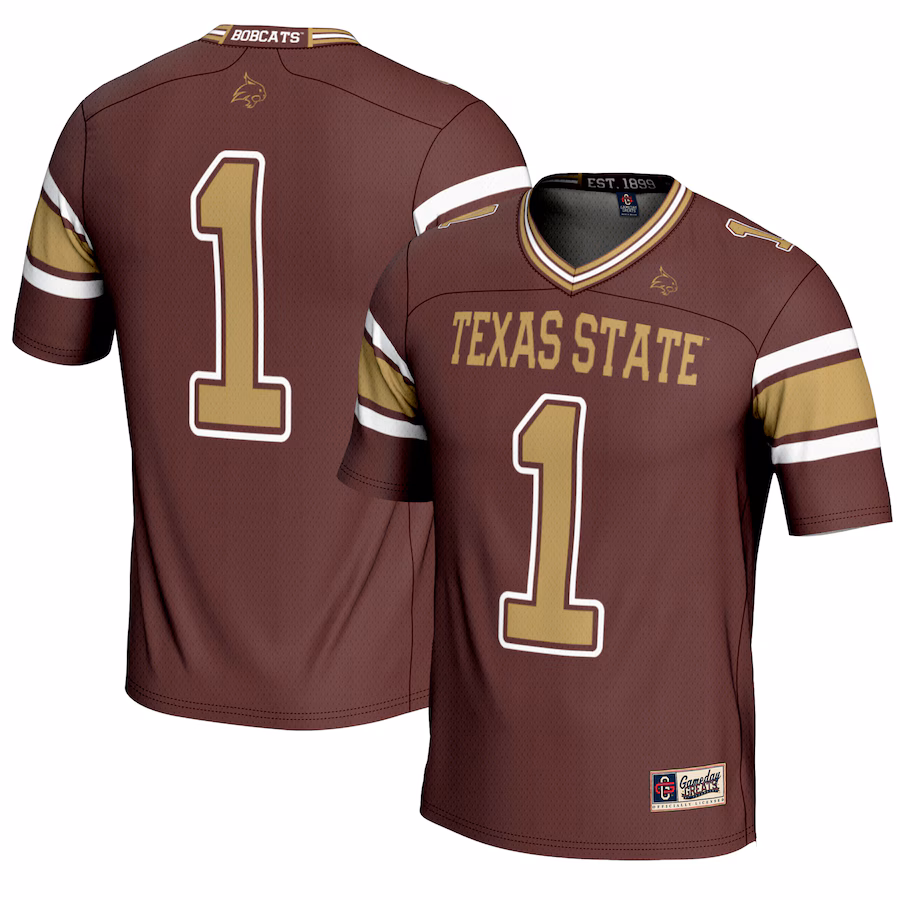 Youth GameDay Greats #1 Maroon Texas State Bobcats Endzone Football Jersey