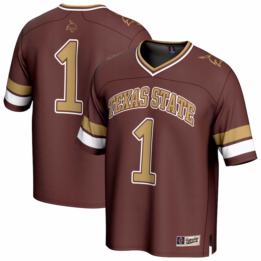 Youth GameDay Greats #1 Maroon Texas State Bobcats Lightweight Collegiate Football Fashion Jersey