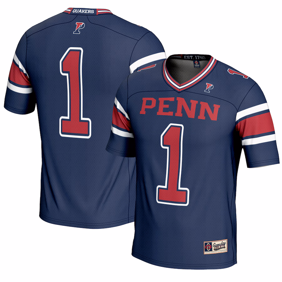 Youth GameDay Greats #1 Navy Pennsylvania Quakers Endzone Football Jersey