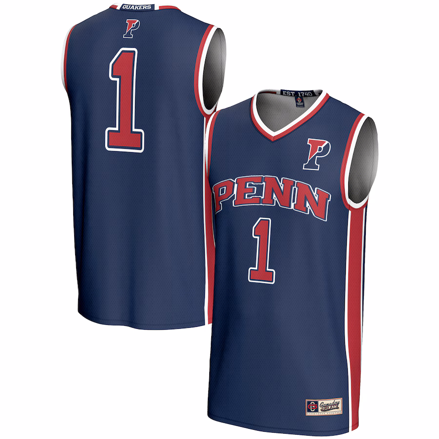 Youth GameDay Greats #1 Navy Pennsylvania Quakers Lightweight Basketball Jersey