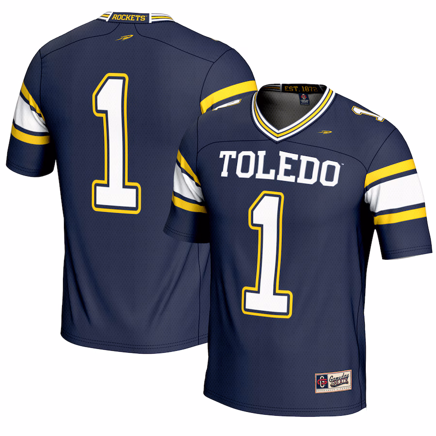 Youth GameDay Greats #1 Navy Toledo Rockets Endzone Football Jersey