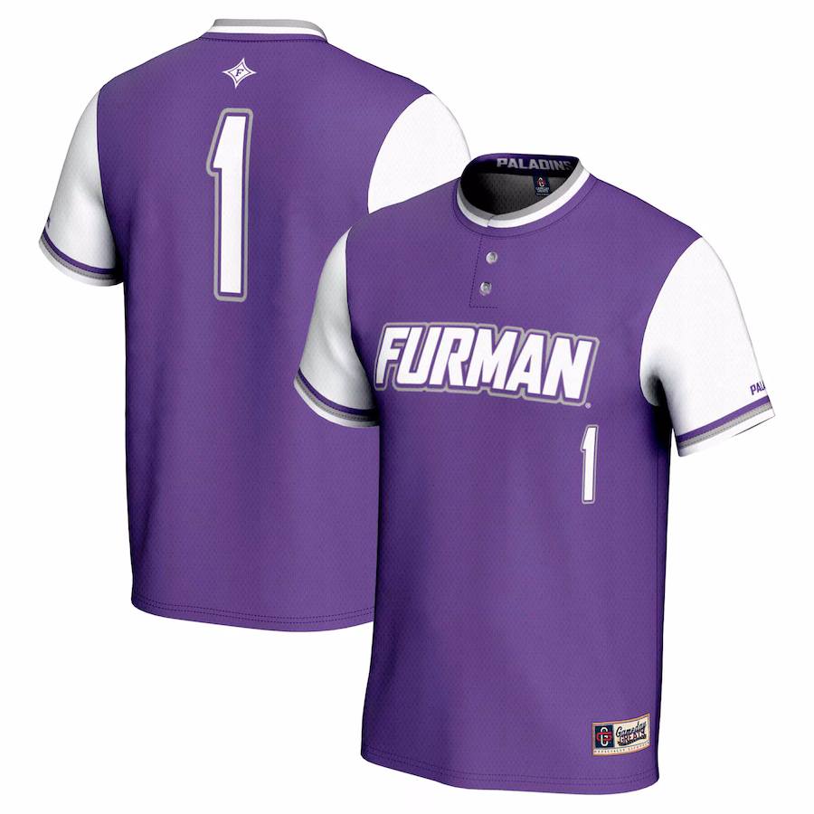 Youth GameDay Greats #1 Purple Furman Paladins Lightweight Softball Jersey