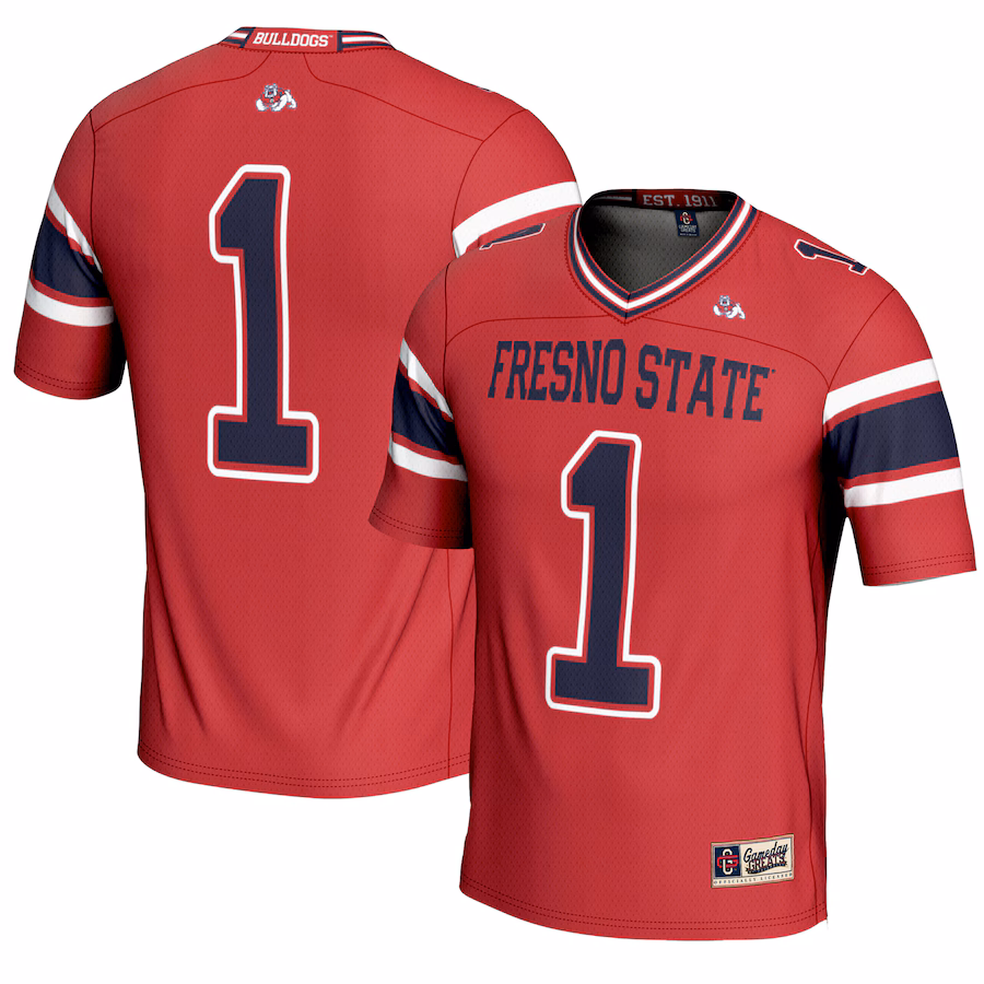Youth GameDay Greats #1 Red Fresno State Bulldogs Endzone Football Jersey