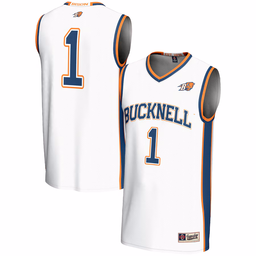 Youth GameDay Greats #1 White Bucknell Bison Lightweight Basketball Jersey
