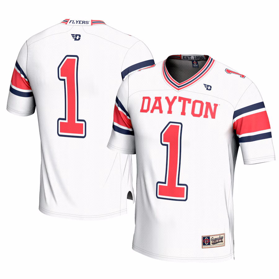 Youth GameDay Greats #1 White Dayton Flyers Football Jersey