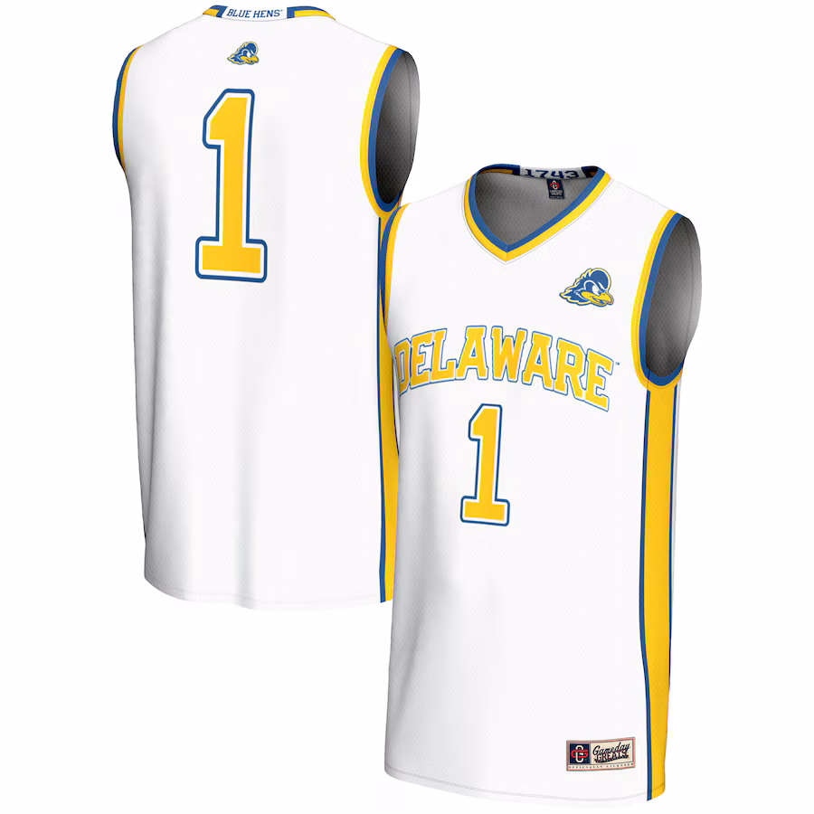 Youth GameDay Greats #1 White Delaware Fightin' Blue Hens Lightweight Basketball Jersey