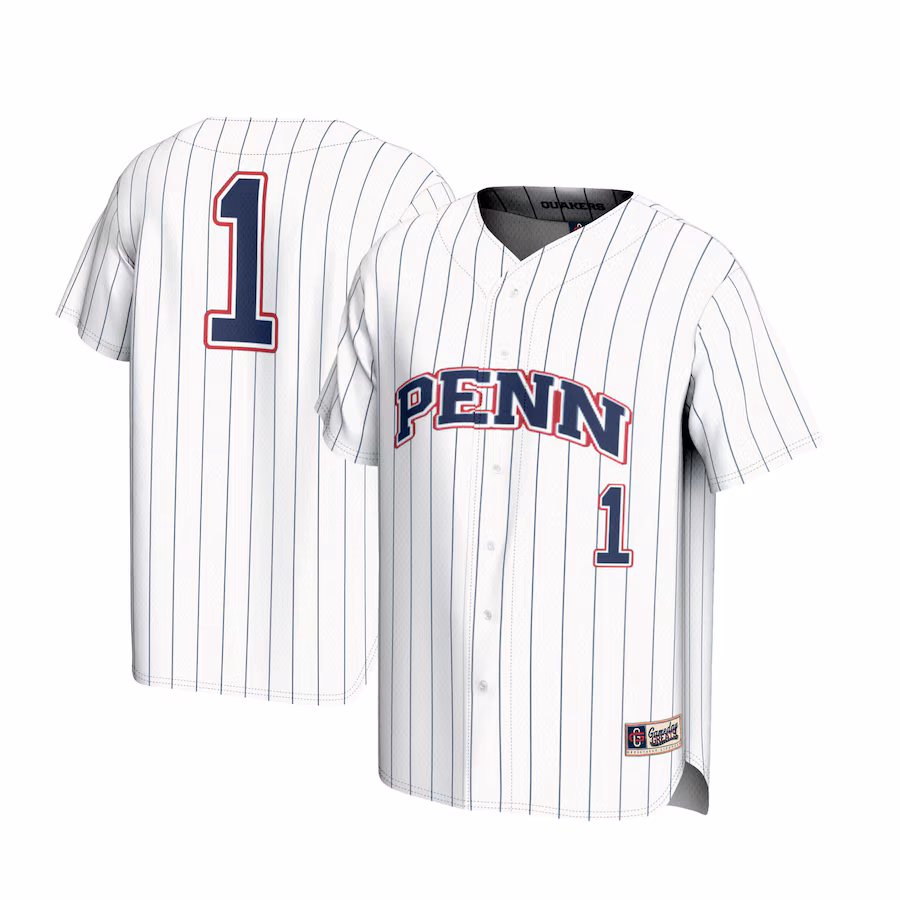 Youth GameDay Greats #1 White Pennsylvania Quakers Lightweight Baseball Jersey