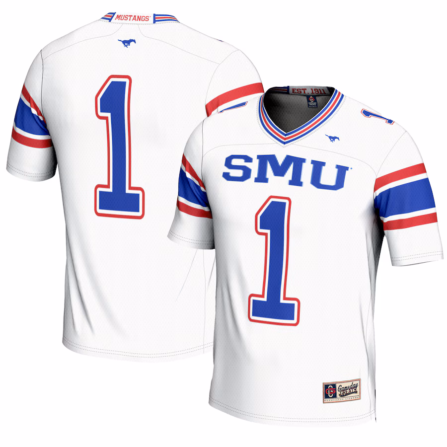 Youth GameDay Greats #1 White SMU Mustangs Endzone Football Jersey