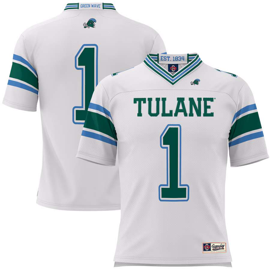 Youth GameDay Greats #1 White Tulane Green Wave Football Jersey