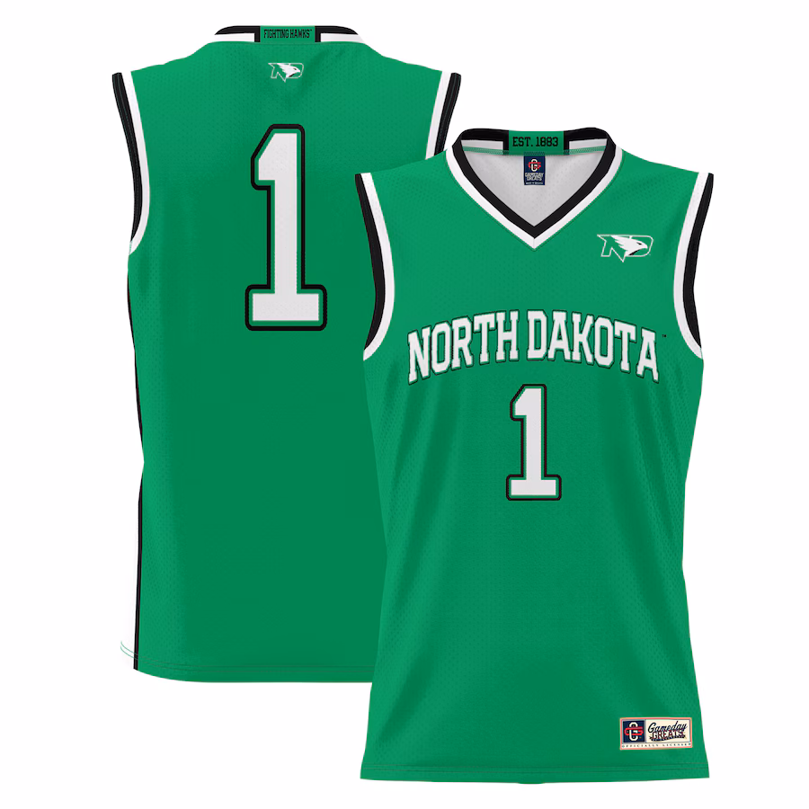 Youth GameDay Greats Green #1 North Dakota Lightweight Basketball Jersey