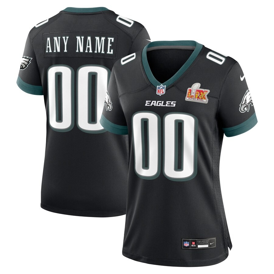 Women's Philadelphia Eagles Nike Black Super Bowl LIX Custom Alternate Game Jersey
