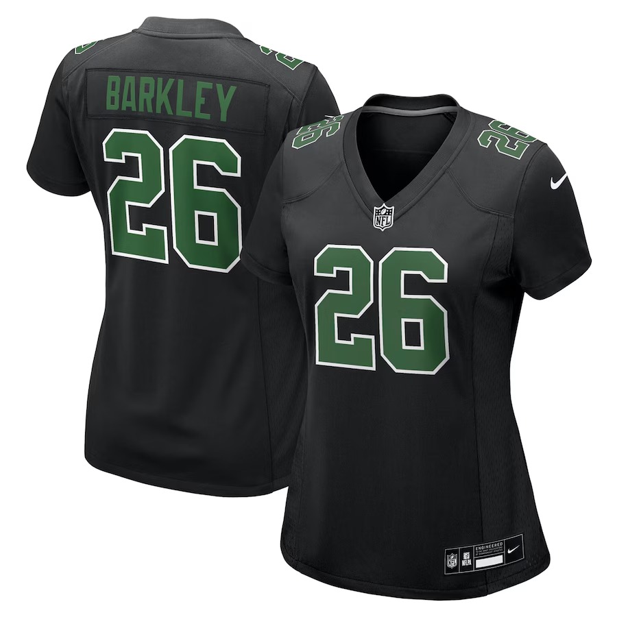 Women's Philadelphia Eagles Saquon Barkley Nike Carbon Black/Kelly Green Fashion Game Jersey