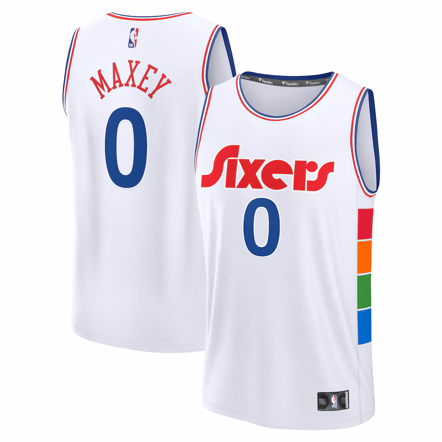 Men's Philadelphia 76ers Tyrese Maxey Fanatics White 2024/25 Fast Break Player Jersey - City Edition