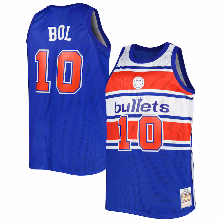 Men's Washington Bullets Manute Bol Mitchell & Ness Blue Big & Tall Hardwood Classics 1985/86 Swingman Jersey