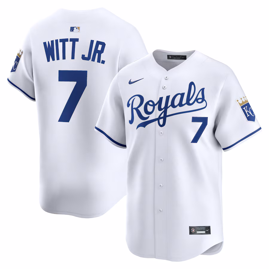 Men's Kansas City Royals Bobby Witt Jr. Nike White Alternate Limited Player Jersey