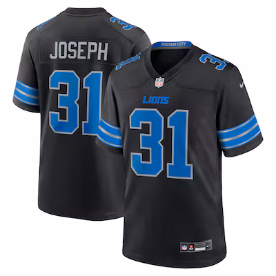 Men's Detroit Lions Kerby Joseph Nike Black Alternate 2 Game Jersey