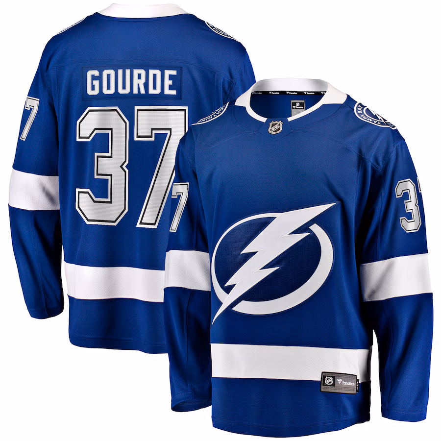 Men's Tampa Bay Lightning Yanni Gourde Fanatics Blue Home Breakaway Jersey