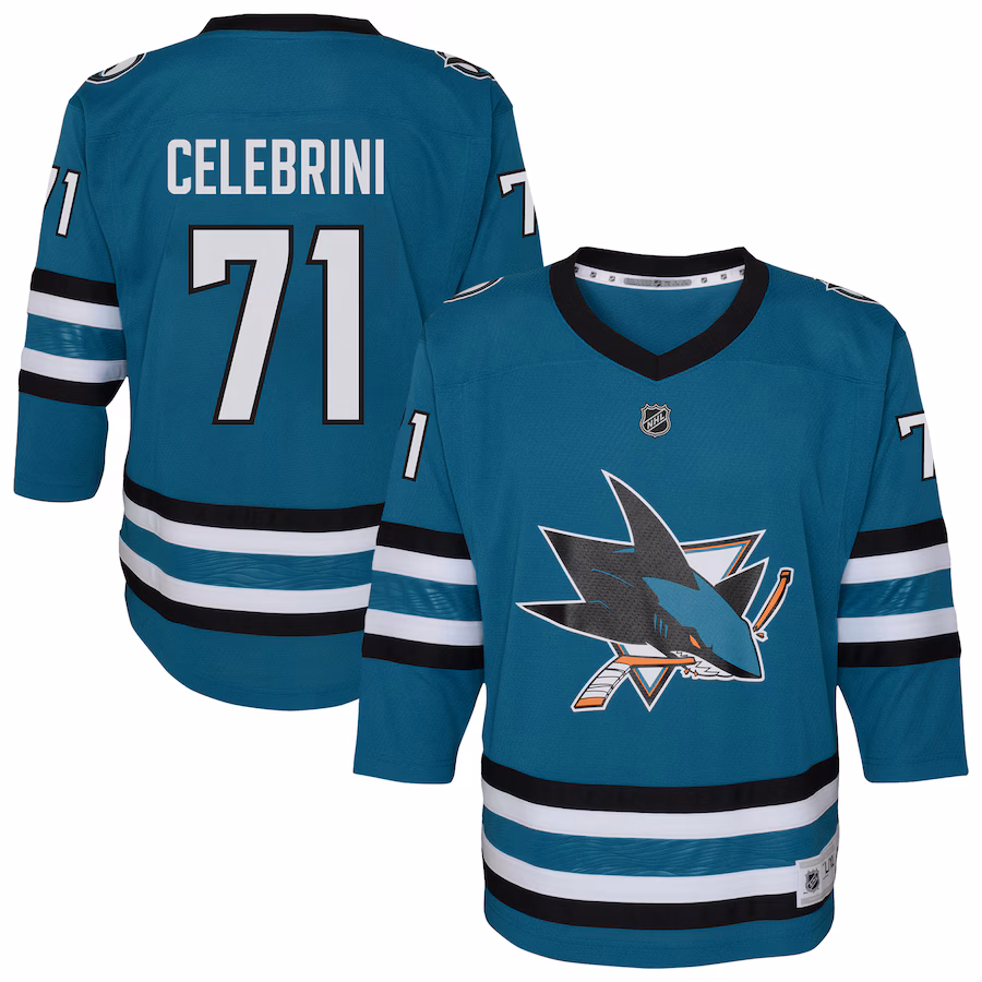 Youth San Jose Sharks Macklin Celebrini Teal Alternate Replica Player Jersey
