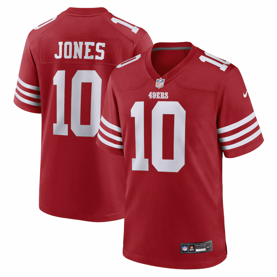 Men's San Francisco 49ers Mac Jones Nike Scarlet Team Game Jersey