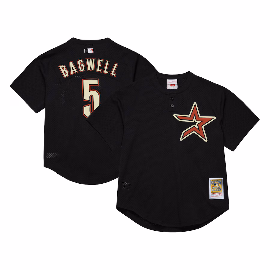 Men's Houston Astros Jeff Bagwell Mitchell & Ness Black Cooperstown Collection Mesh Batting Practice Jersey
